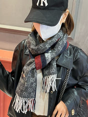 SCARF 180 CM IN BLACK CASHMERE WITH BEE PATTERN 396473