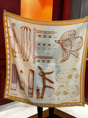 HERMES 25S SCARF 140 IN SILK AND CASHMERE 735808