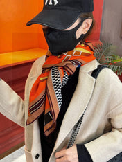 HERMES 25S SCARF 140 IN SILK AND CASHMERE 735809