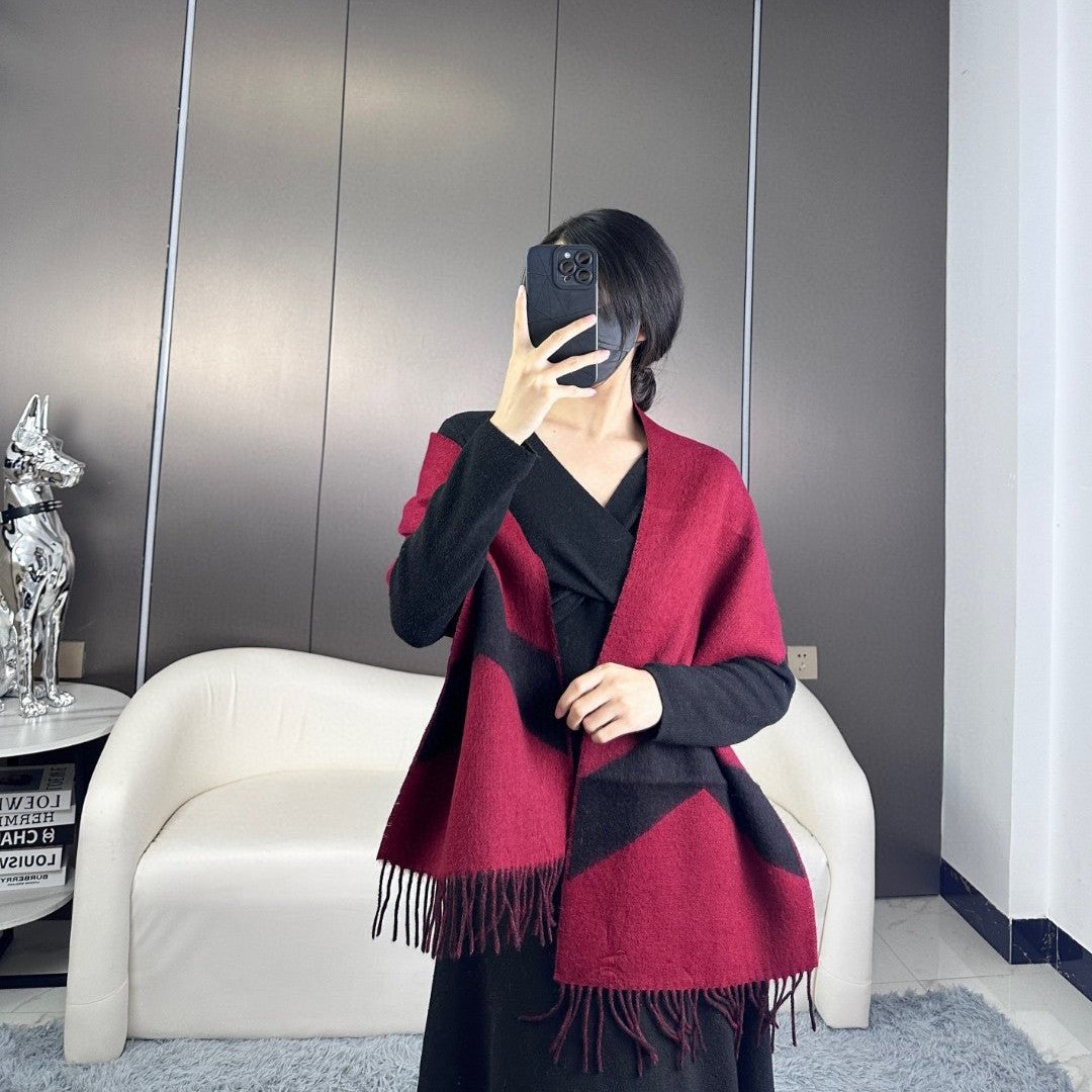 SCARF 190 CM IN JAM PURPLE MIX BLACK CASHMERE 370395