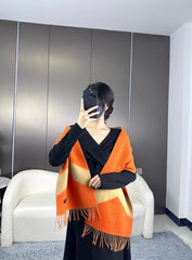 SCARF 190 CM IN RUST ORANGE MIX LIGHT YELLOW CASHMERE 370396
