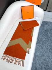 SCARF 190 CM IN RUST ORANGE MIX LIGHT YELLOW CASHMERE 370396