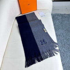 SCRAF 180 CM IN LIGHT PINK MIX KHAKI BROWN CASHMERE WITH EMBROIDERED LOGO