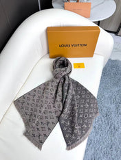 SCARF 180 CM IN KHAKI BROWN CLASSIC MONOGRAM CASHMERE 396440