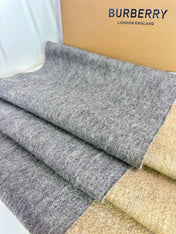 SCARF 180 CM IN MOUSE GRAY AND CAMEL BEIGE CASHMERE 398416