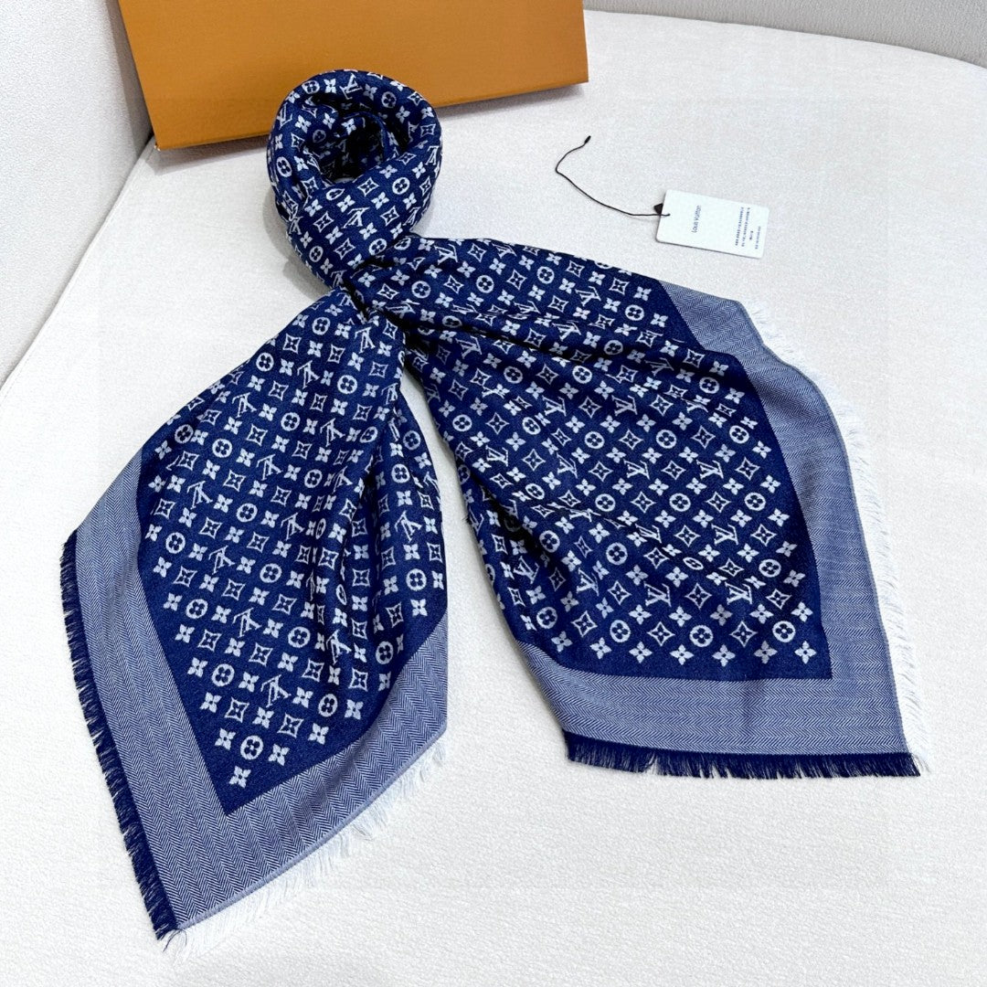 LV SCARF 120 CM IN WOOL MIX SILK 737298