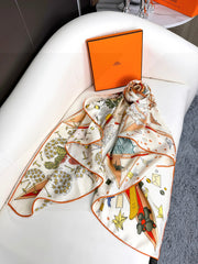 HERMES 25S SCARF 135 IN SILK AND CASHMERE 735831