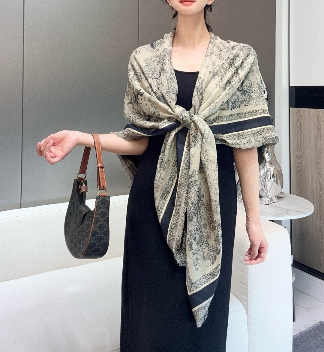 DIOR SCARF 140 CM IN SILK MIX WOOL 733928