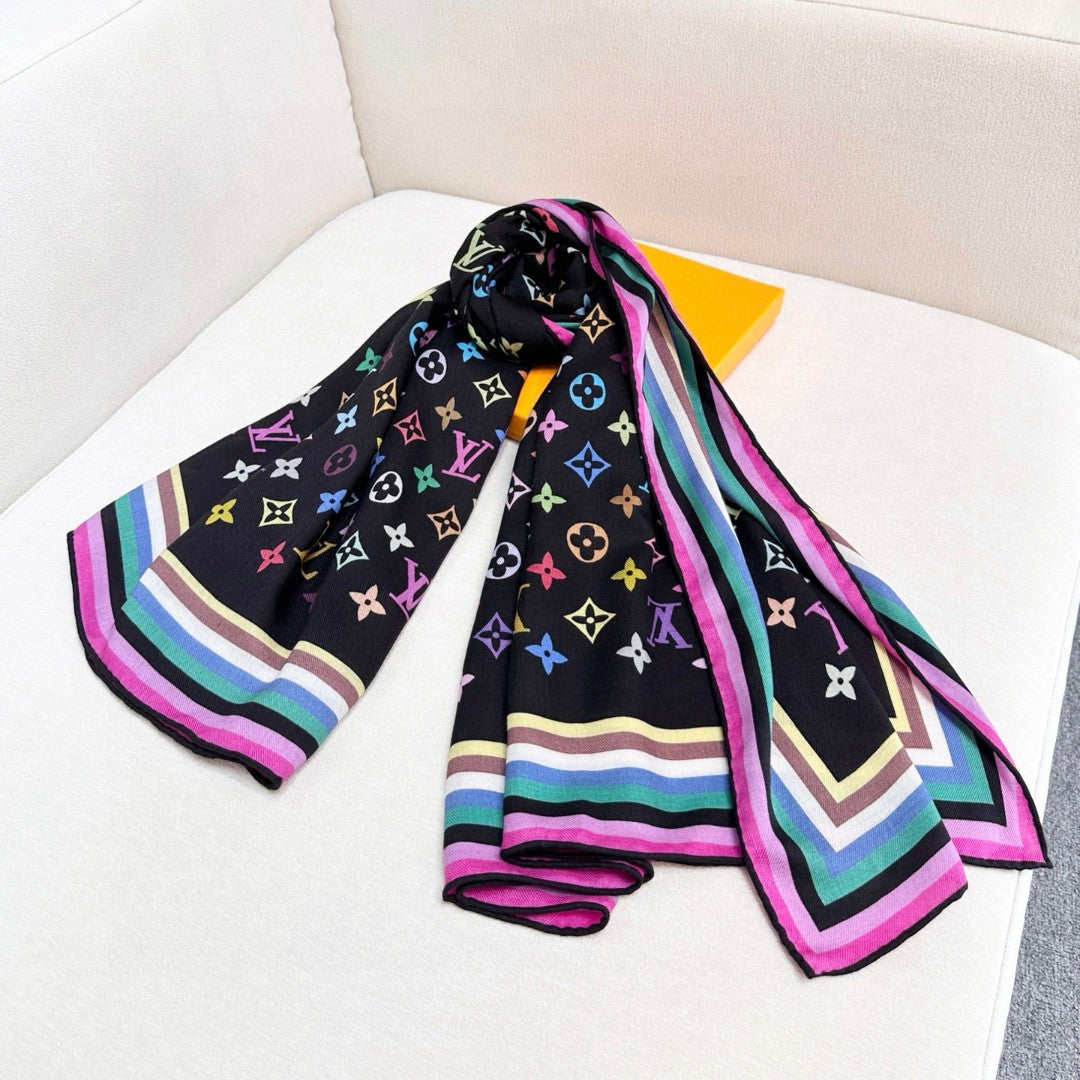 LV SCARF 134 CM IN WOOL MIX SILK 703623