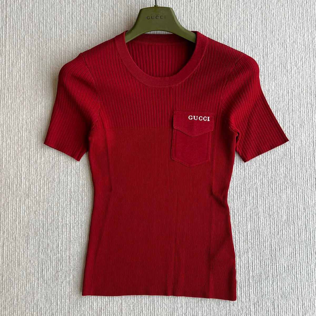 GUCCI SHORT-SLEEVE KNIT TOP 242808