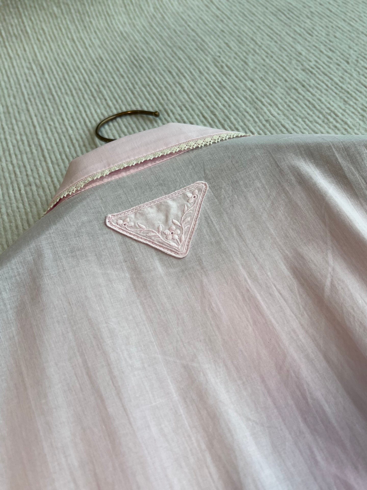 PRADA PINK EMBROIDERED LONG SHIRT