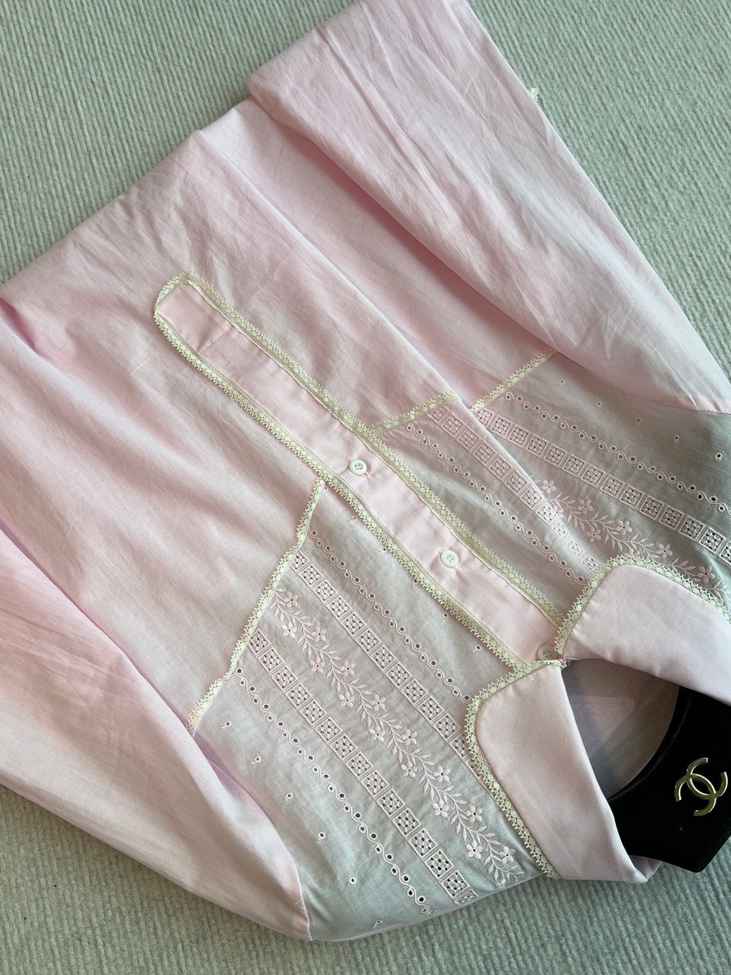 PRADA PINK EMBROIDERED LONG SHIRT