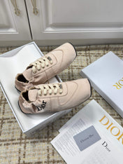 DIOR 26S LOW TOP SNEAKERS IN LIGHT PINK SATIN DIOR LOGO