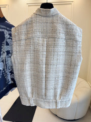 CC 2025 Vest Beige Apricot Tweed Fabric
