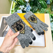 TOUCHSCREEN GLOVES IN STEEL GRAY WOOL 454594