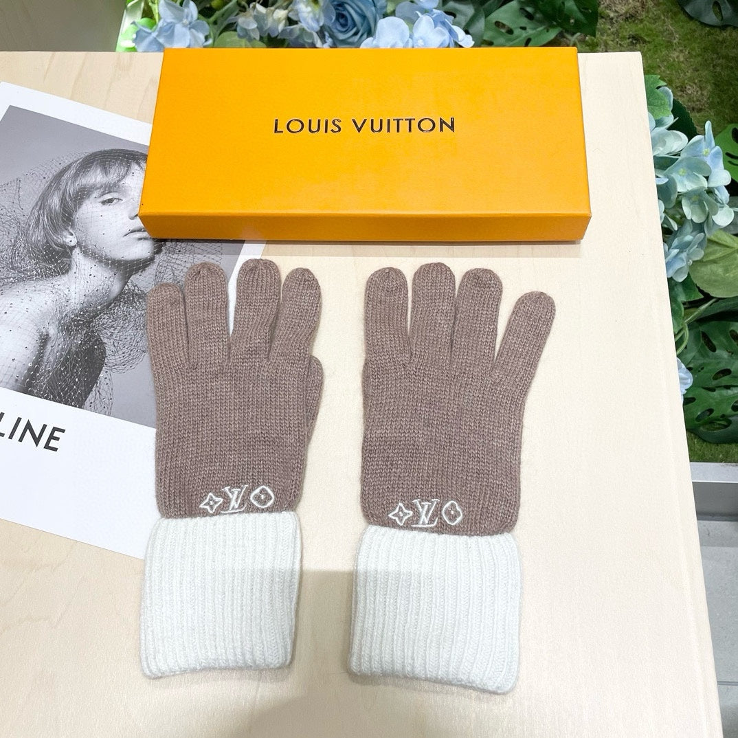 GLOVES IN LIGHT BROWN MIX WHITE WOOL 458549