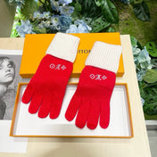 GLOVES IN CHERRY RED MIX WHITE WOOL 458551