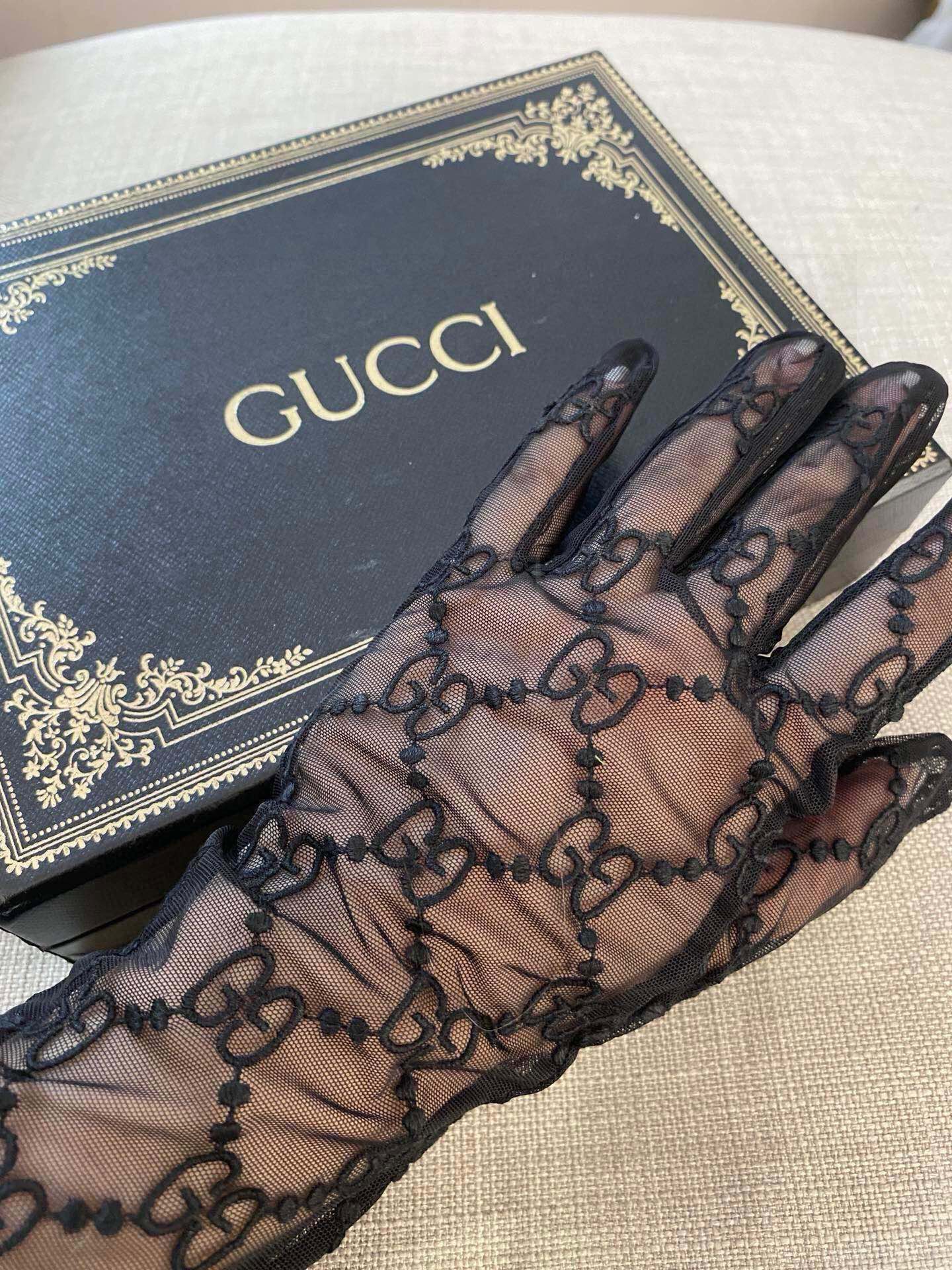 EMBROIDERED LACE MESH GLOVES BLACK 462433