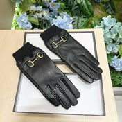 HORSEBIT GLOVES IN BLACK LAMBSKIN MIX WOOL 464975