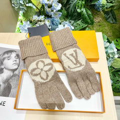 LV GLOVES IN DESERT BROWN WOOL 464990