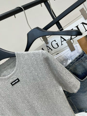 MIUMIU CREW NECK SHORT SLEEVE KNIT TOP 273085