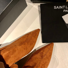 OPYUM THIGH HIGH BOOTS IN BRONZE BROWN VELVET