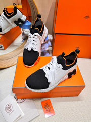 DEPART SLIP-ON SNEAKER IN WHITE MIX BLACK KNIT AND CALFSKIN