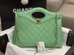 CC 39 LARGE SHOPPING BAG IN GREEN MINT CALFSKIN