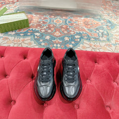 GG RHYTON TRAINER BLACK CALFSKIN WITH WHITE LOGO