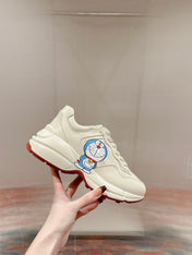 GG RHYTON TRAINER WHITE CALFSKIN WITH DOREMON MOTIF