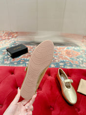ALAIA MARY JANE IN GOLD LAMBSKIN WITH GOLD HARDWARE