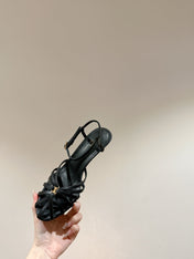 TRIOMPHE SANDAL 85 MM IN BLACK LAMBSKIN