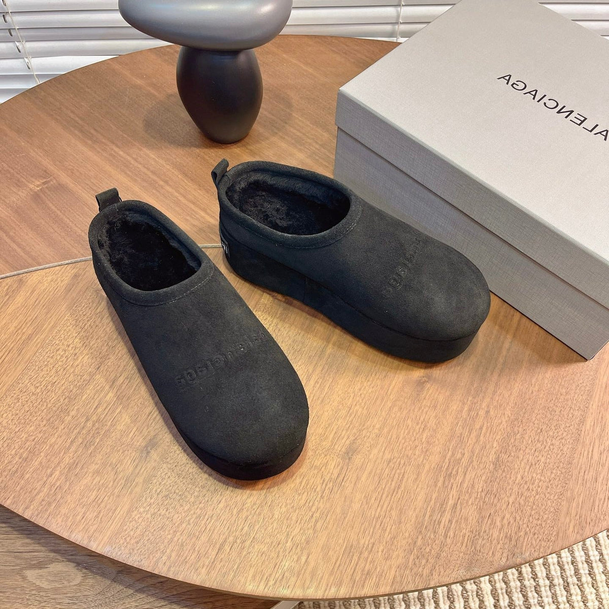BALENCIAGA 25S AURALEE SLIP-ON 50 MM IN BLACK SUEDE
