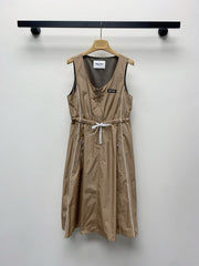 MIUMIU DRAWSTRING WAIST BLAZER DRESS WITH CREW NECK 268044