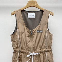 MIUMIU DRAWSTRING WAIST BLAZER DRESS WITH CREW NECK 268044