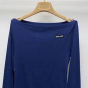 MIUMIU OFF-SHOULDER LOGO T-SHIRT 268133