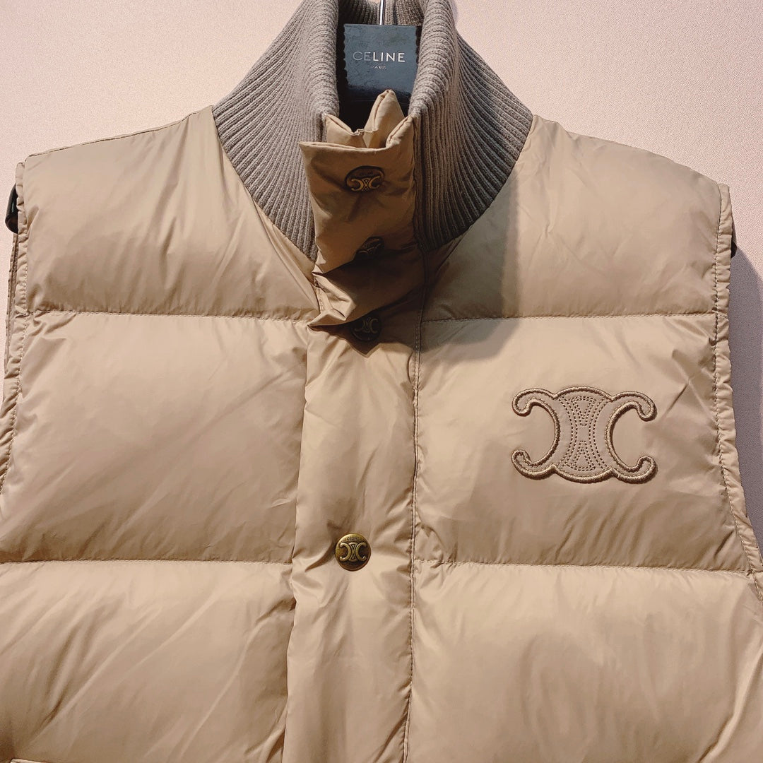 CELINE 25S UFFER VEST WITH KNIT COLLAR 0044