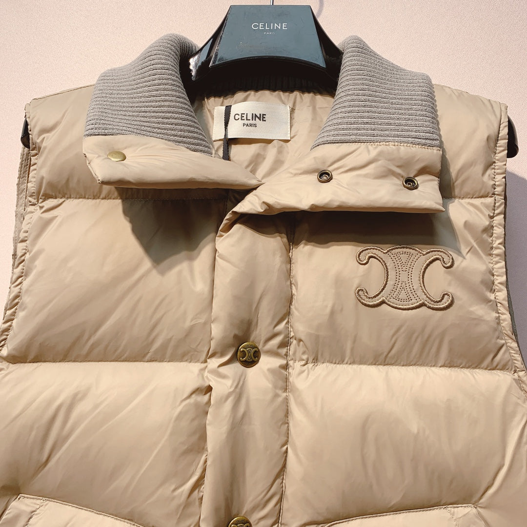 CELINE 25S UFFER VEST WITH KNIT COLLAR 0044