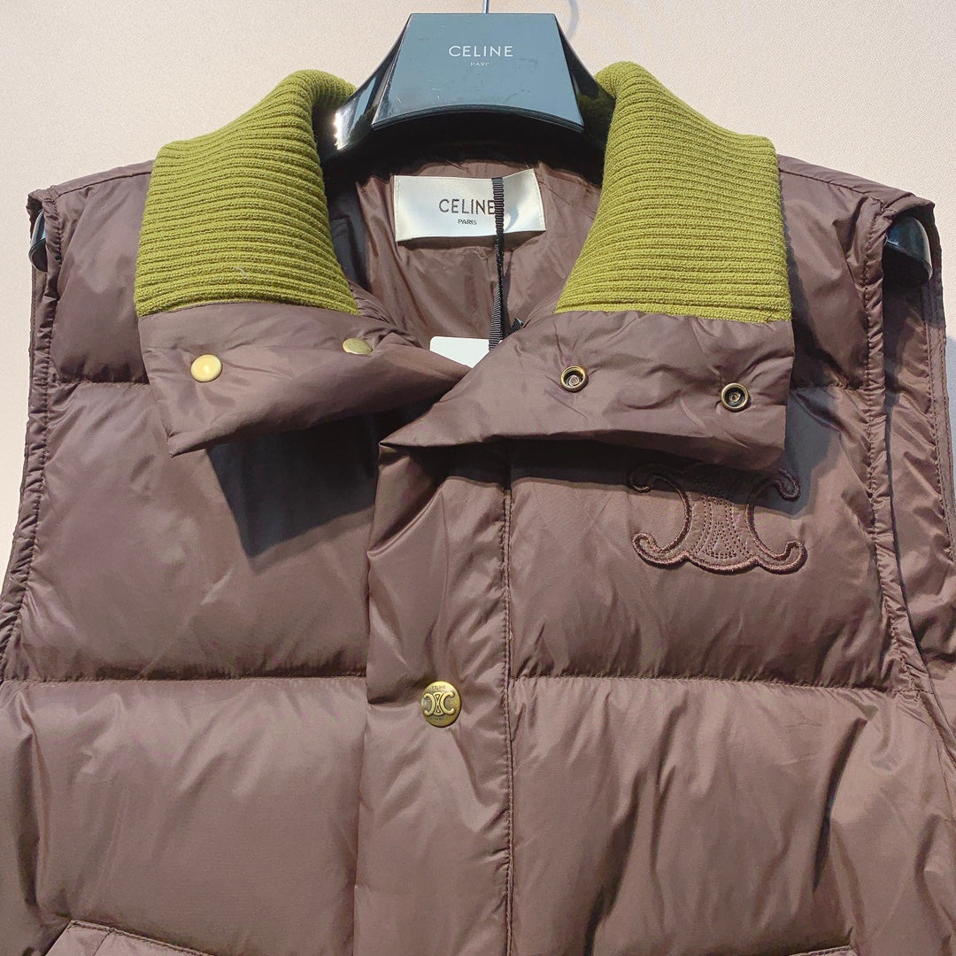 CELINE 25S UFFER VEST WITH KNIT COLLAR 0043