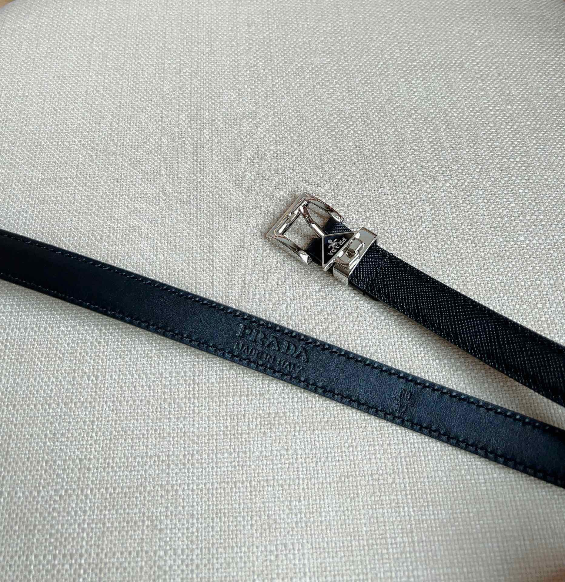 PRADA 25S BELT 15 MM IN BLACK CALFSKIN 571355