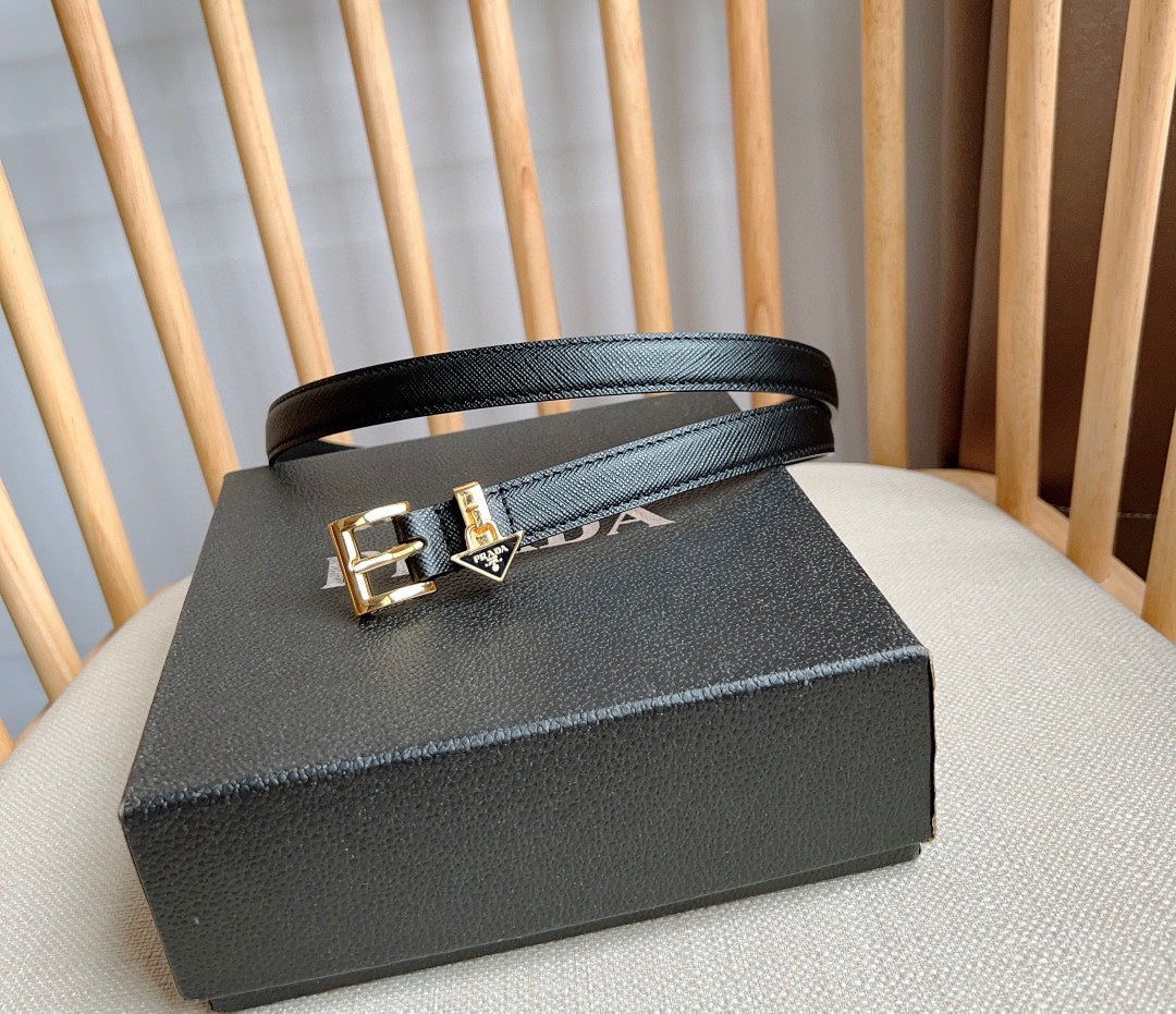 PRADA 25S BELT 15 MM IN BLACK CALFSKIN 571356