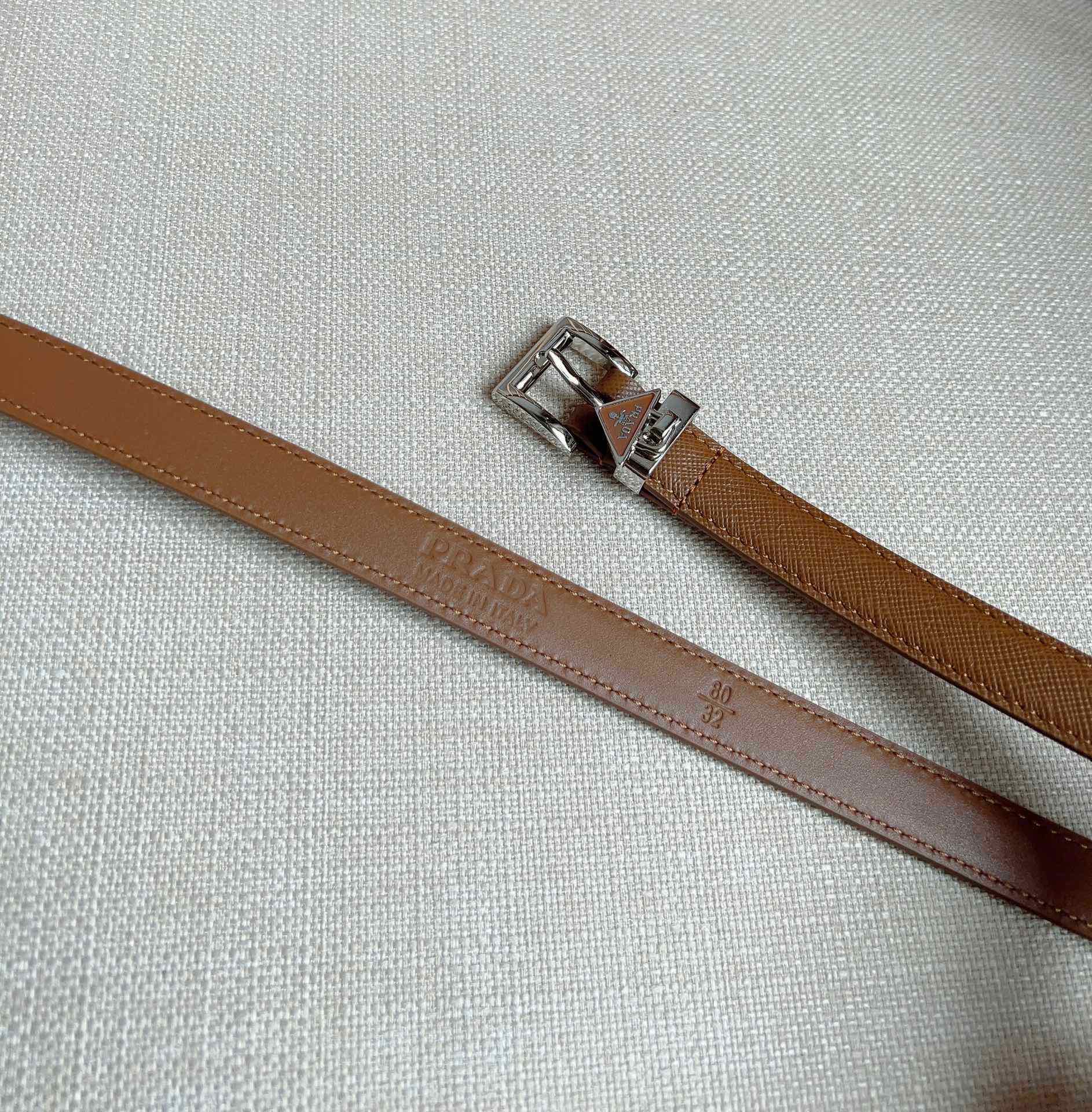 PRADA 25S BELT 15 MM IN BROWN CALFSKIN 571357
