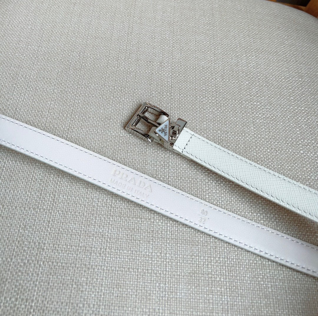 PRADA 25S BELT 15 MM IN WHITE CALFSKIN 571359