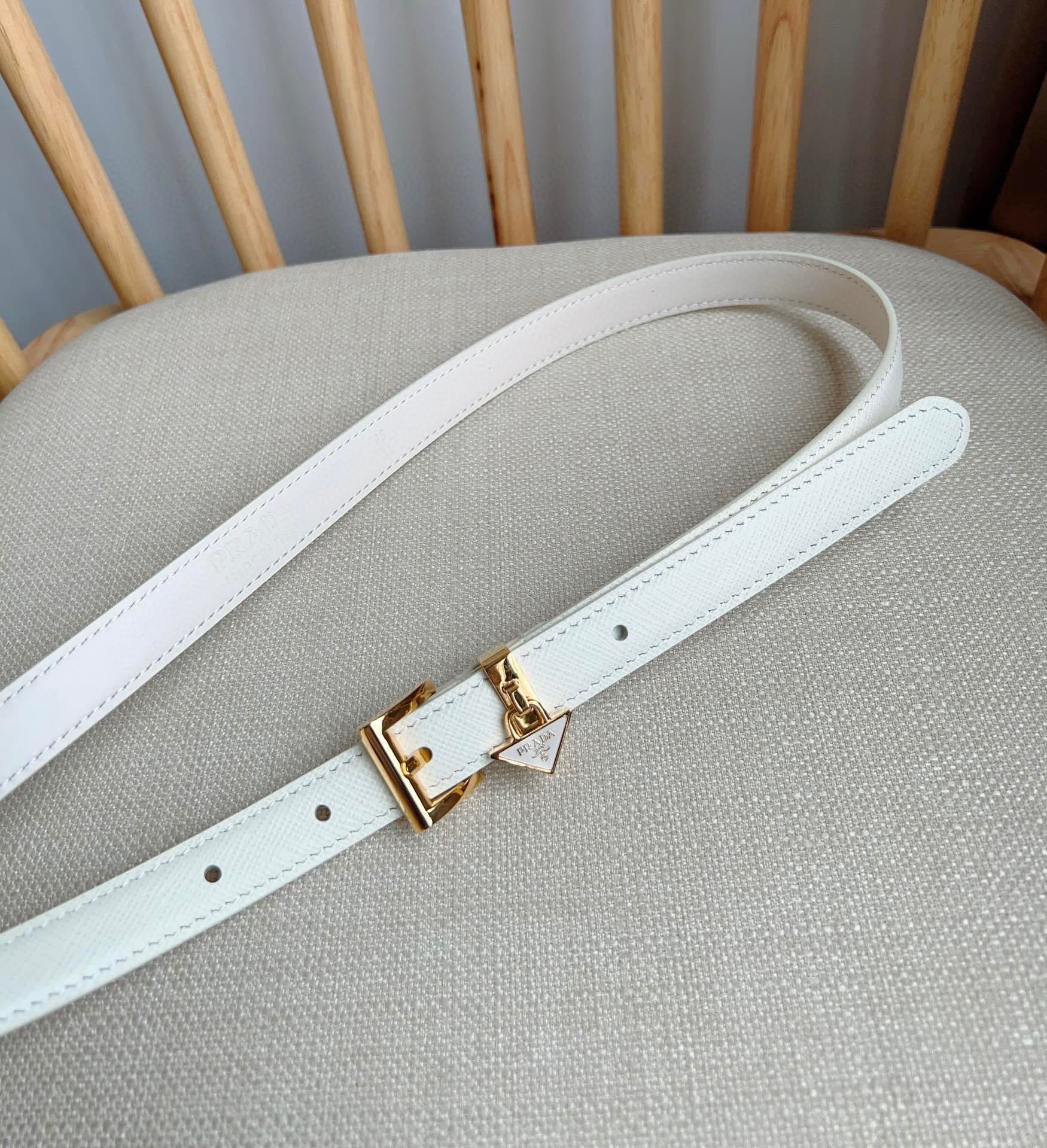 PRADA 25S BELT 15 MM IN WHITE CALFSKIN 571360