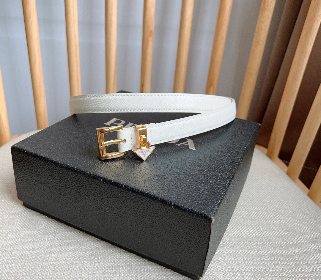 PRADA 25S BELT 15 MM IN WHITE CALFSKIN 571360