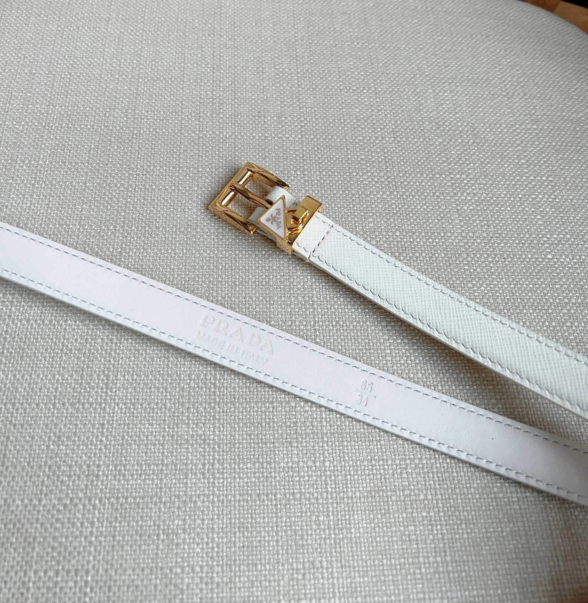PRADA 25S BELT 15 MM IN WHITE CALFSKIN 571360