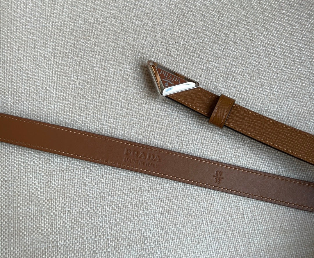 PRADA 25S BELT 20 MM IN BROWN CALFSKIN 571370
