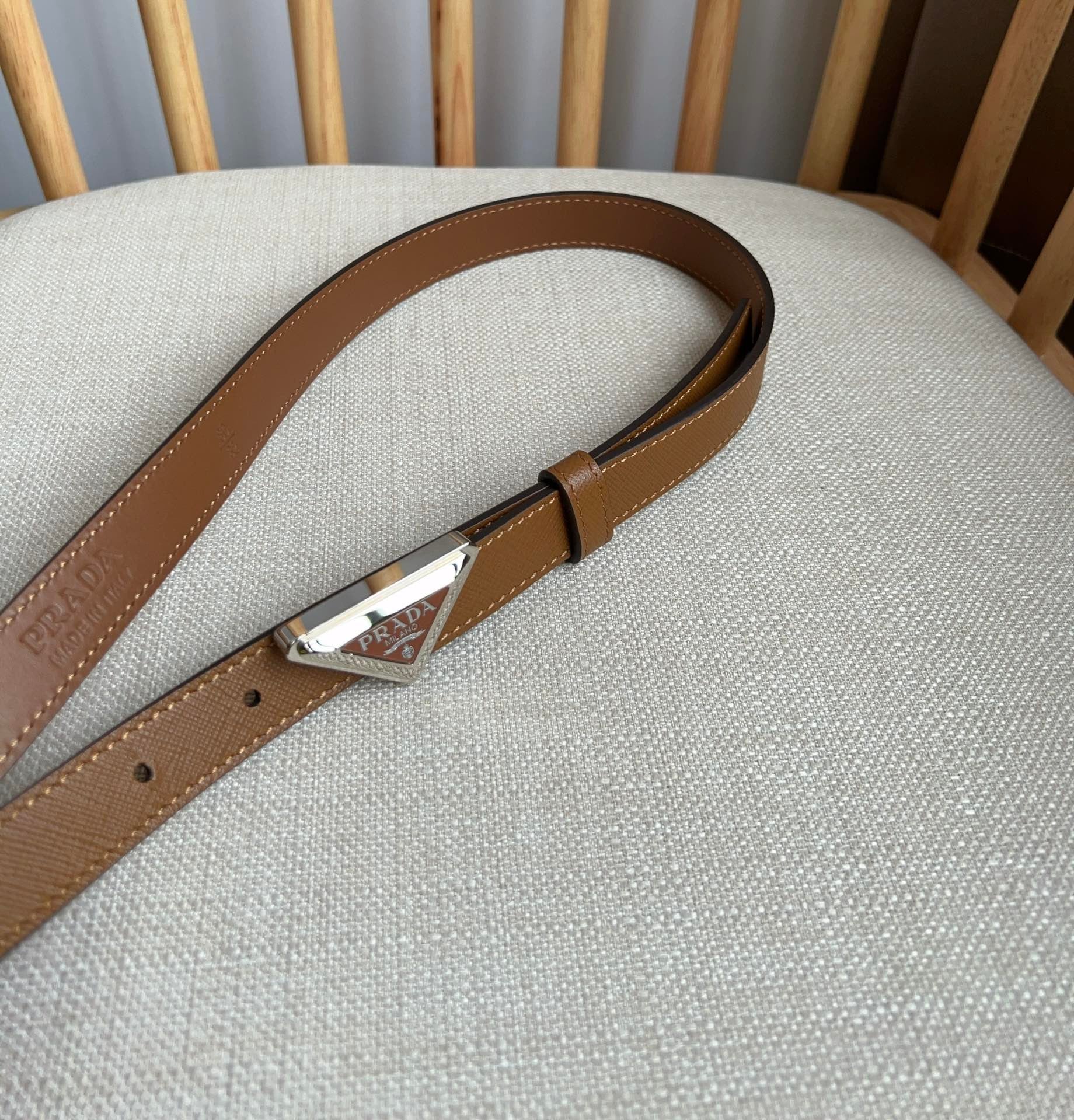 PRADA 25S BELT 20 MM IN BROWN CALFSKIN 571370