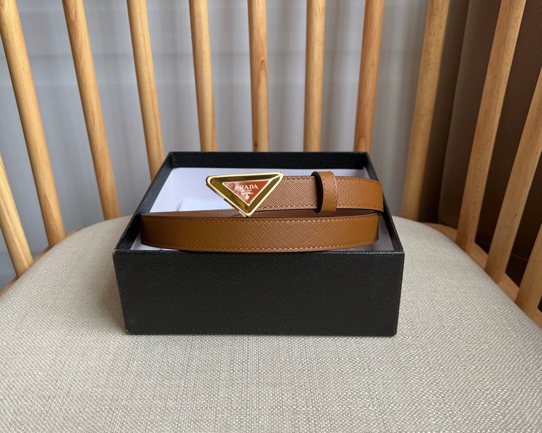 PRADA 25S BELT 20 MM IN BROWN CALFSKIN 571371