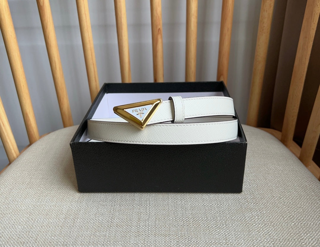 PRADA 25S BELT 20 MM IN WHITE CALFSKIN 571373